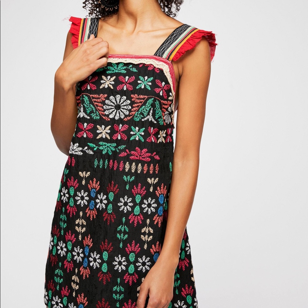 Free People Cozumel Embroidered Mini Dress